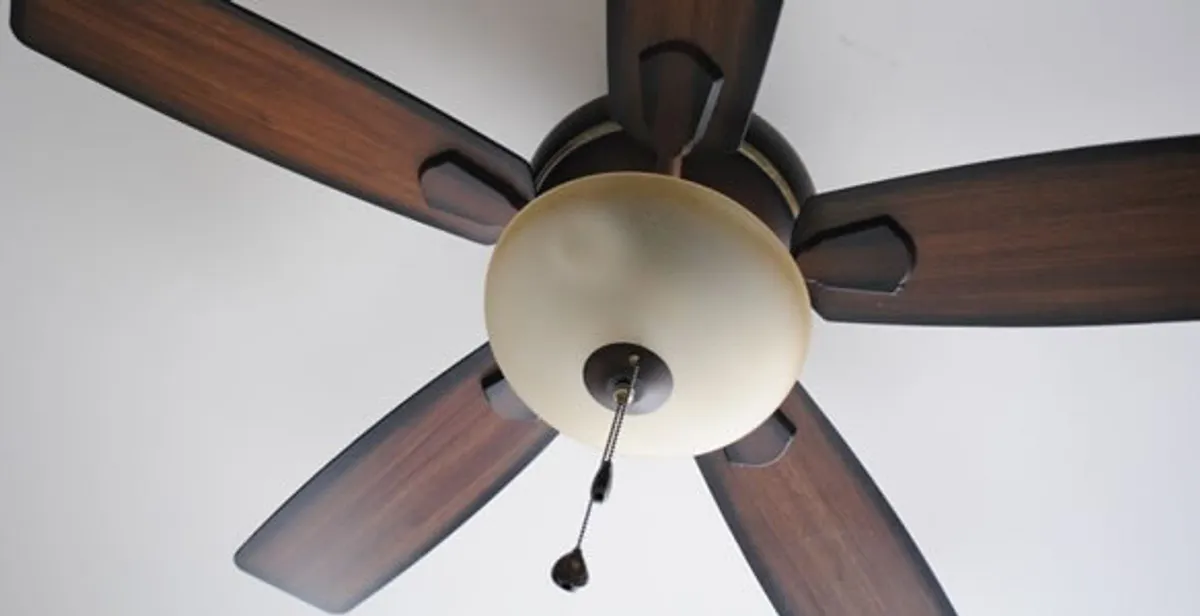 Fully installed ceiling fan with balanced blades and light fixture in Waltham, MA