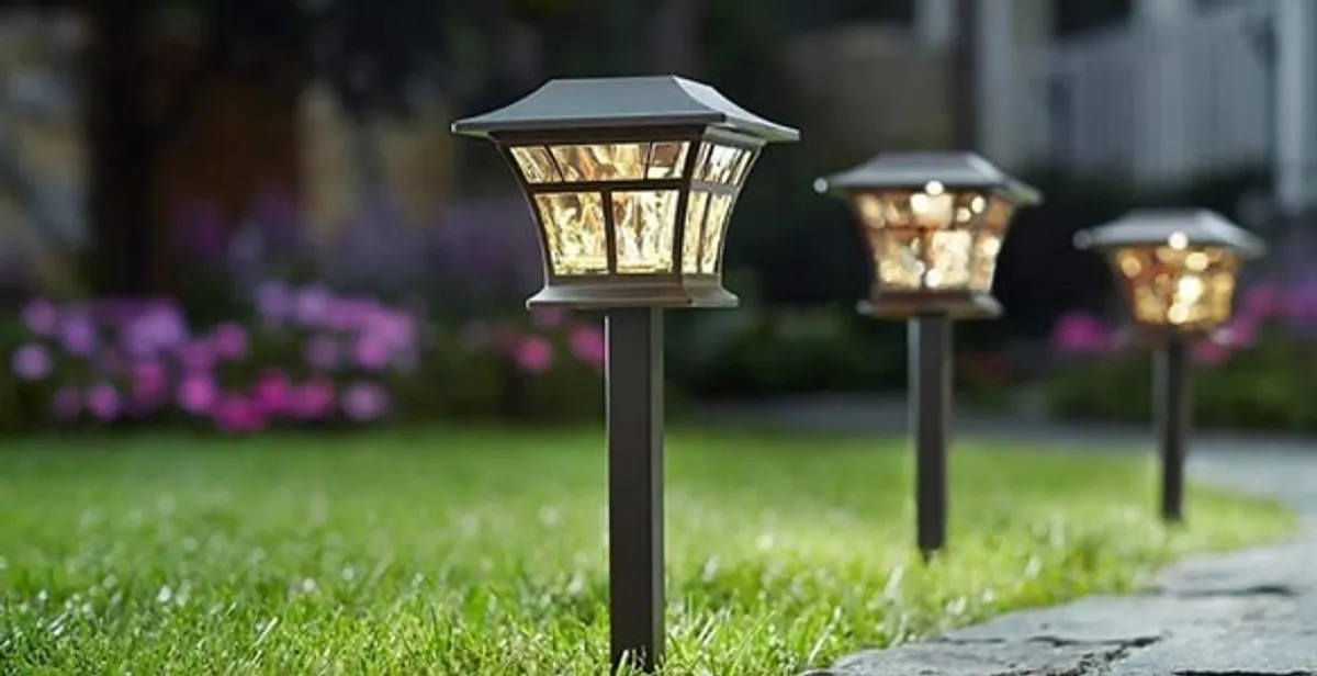 landscape lighting installation services with professionally installed pathway lights in Waltham, MA